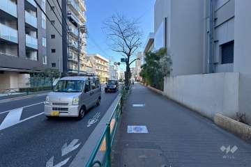 敷地の南側前面道路（西側から）