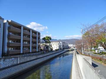 敷地に東側には宮川が流れています。