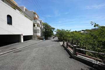 敷地南西側の前面道路（北側から）