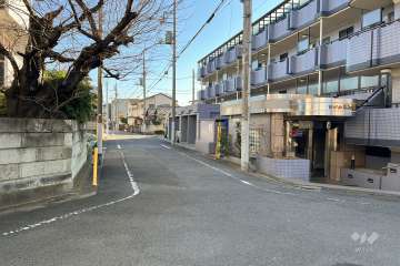 敷地の北側前面道路（西側から）