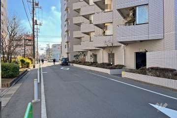 敷地東側の前面道路（北側から）