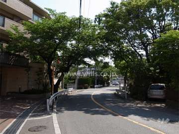 敷地南側は街路樹のきれいなバス通り、東側は小さな川に面しています。