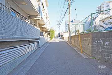 敷地南側の前面道路（西側から）