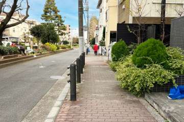 敷地の北側前面道路（西側から）