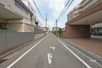 敷地南西側の前面道路（南側から）