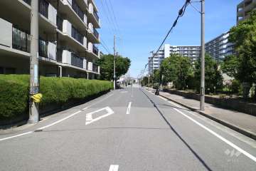 敷地北側の前面道路（西側から）