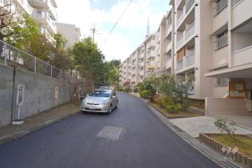 敷地北東側の前面道路（西側から）