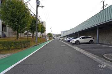 敷地西側の前面道路（北側から）
