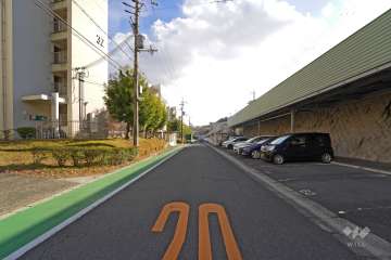 敷地西側の前面道路（北側から）