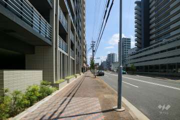 敷地南西側の前面道路（北西側から）