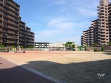 敷地中央にある広場（プレイロット）