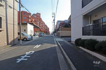 敷地東側の前面道路（北側から）