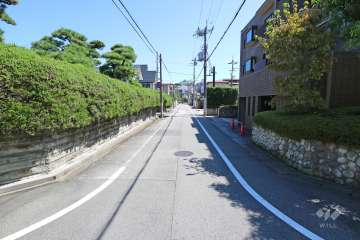 敷地北側の前面道路（西側から）