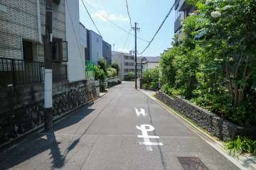 敷地東側の前面道路（北側から）