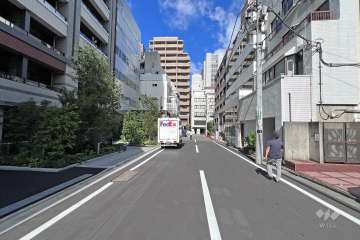 敷地南側の前面道路（西側から）