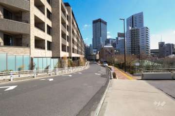 敷地南側の前面道路(西側から)