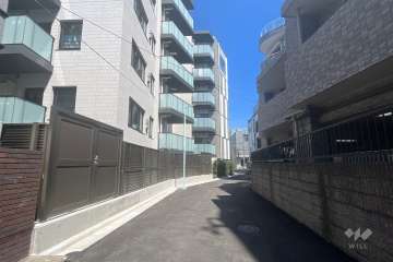 敷地南側の前面道路（西側から）