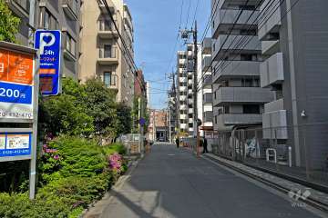 敷地西側の前面道路（南側から）