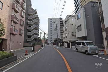 敷地西側の前面道路(北側から)
