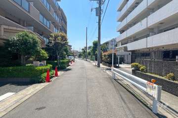 敷地東側の前面道路（北側から）