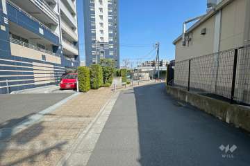 敷地南側の前面道路（西側から）
