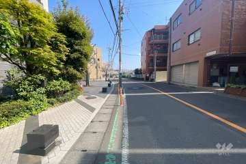 敷地南西側の前面道路（北西側から）