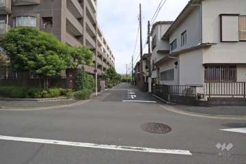 敷地南側の前面道路(西側から)