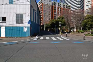 敷地南西側の前面道路(南東側から)