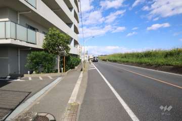 敷地北東側の前面道路(南東側から)