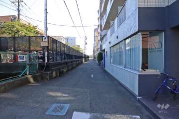 敷地北東側の前面道路（北西側から）