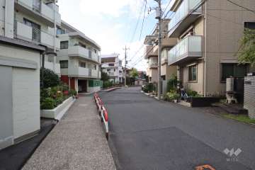 敷地北東側の前面道路(南東側から)