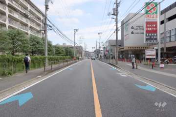 敷地南西側の前面道路(北西側から)