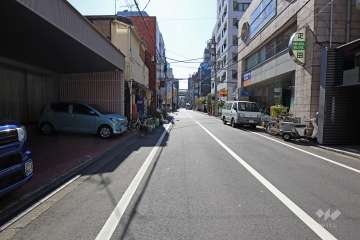 敷地西側の前面道路（北側から）