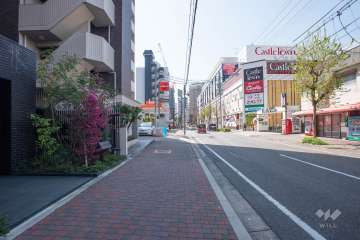 敷地西側の前面道路（北側から）