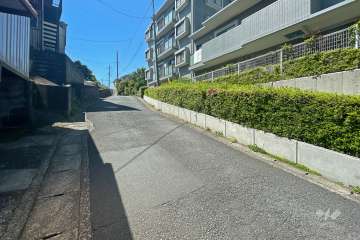 敷地東側の前面道路（北側から）