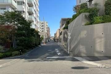 敷地北側の前面道路（西側から）