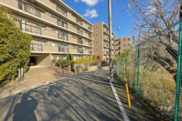 敷地の南側前面道路（西側から）