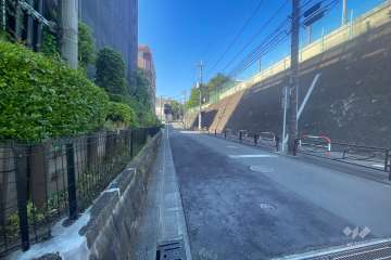 敷地西側の前面道路（北側から）