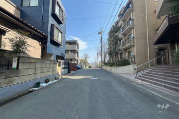 敷地の北東側の前面道路（北西側から）