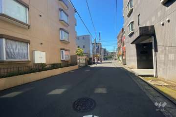 敷地西側の前面道路（北側から）