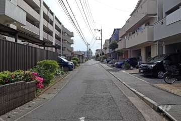 敷地北西側の前面道路（南西側から）