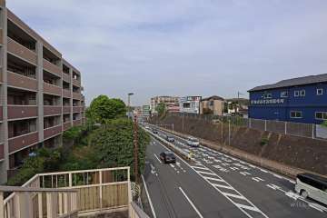 敷地南東側の前面道路（南西側から）