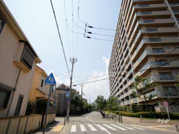 敷地南側の前面道路。南側は一戸建て街です。