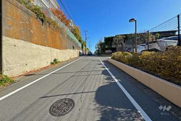 敷地の南側前面道路（西側から）