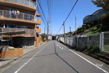 敷地西側の前面道路(南側から)