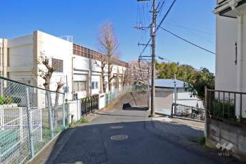 敷地北側の前面道路(西側から)は『菅生中学校』に面しています。