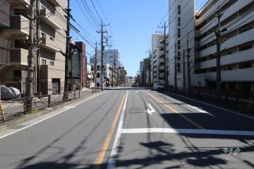 敷地北側の前面道路（西側から）