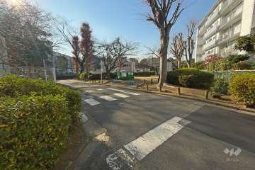 敷地南東側の前面道路（北東側から）