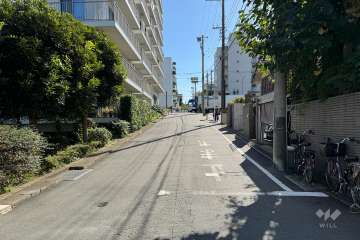 敷地西側の前面道路（北側から）