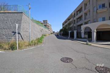 敷地北西側の前面道路(南西側から)